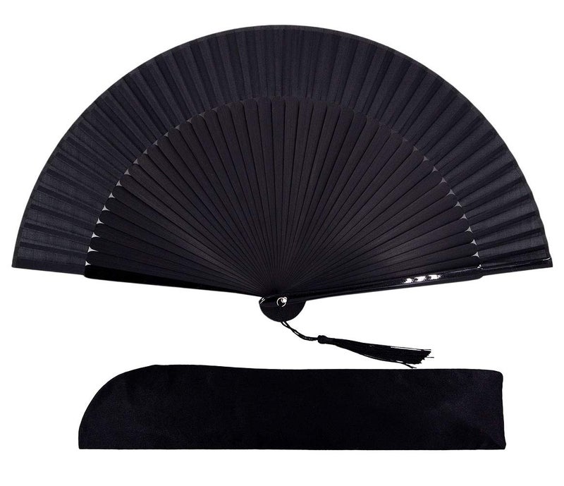 Amajiji 8.27"(21cm) Hand Held Bamboo Silk Folding Fan Hand Fan,Chinese/Japanese Charming Elegant Vintage Retro Style,Women Ladys Girls Best Gifts (Pink) - Image 1